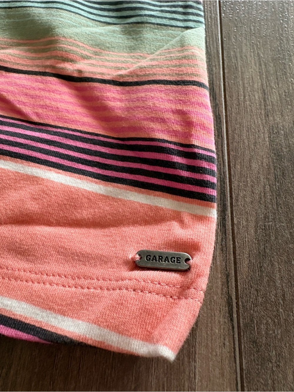 Y2K Garage Pink Coral Striped Henley Tank - Picture 4 of 4